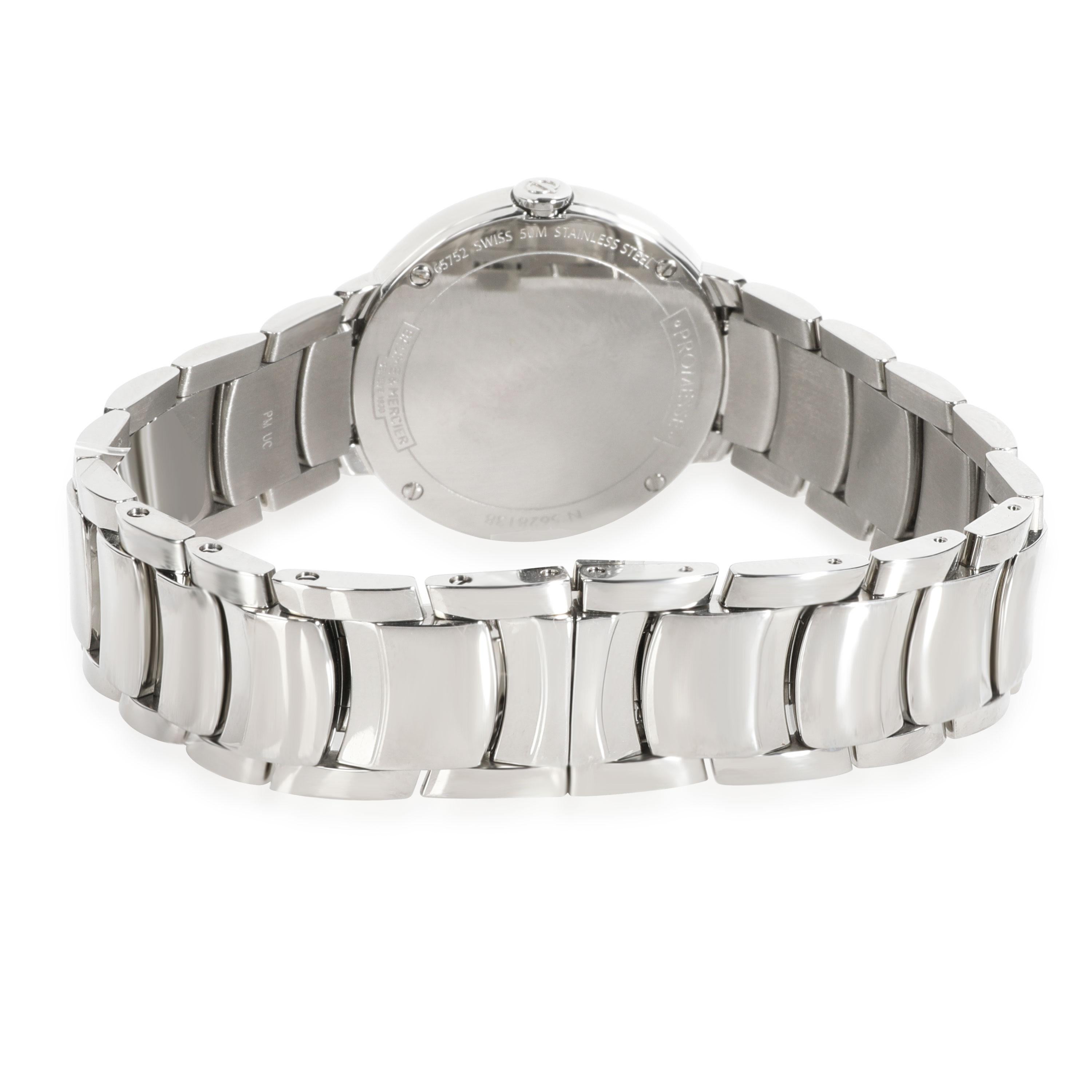 Baume & Mercier Promesse MOA10158 Women's Watch in Stainless Steel

SKU: 109578

PRIMARY DETAILS
Brand:  Baume & Mercier
Model: Promesse
Country of Origin: Switzerland
Movement Type: Quartz: Battery
Year Manufactured: 
Year of Manufacture: