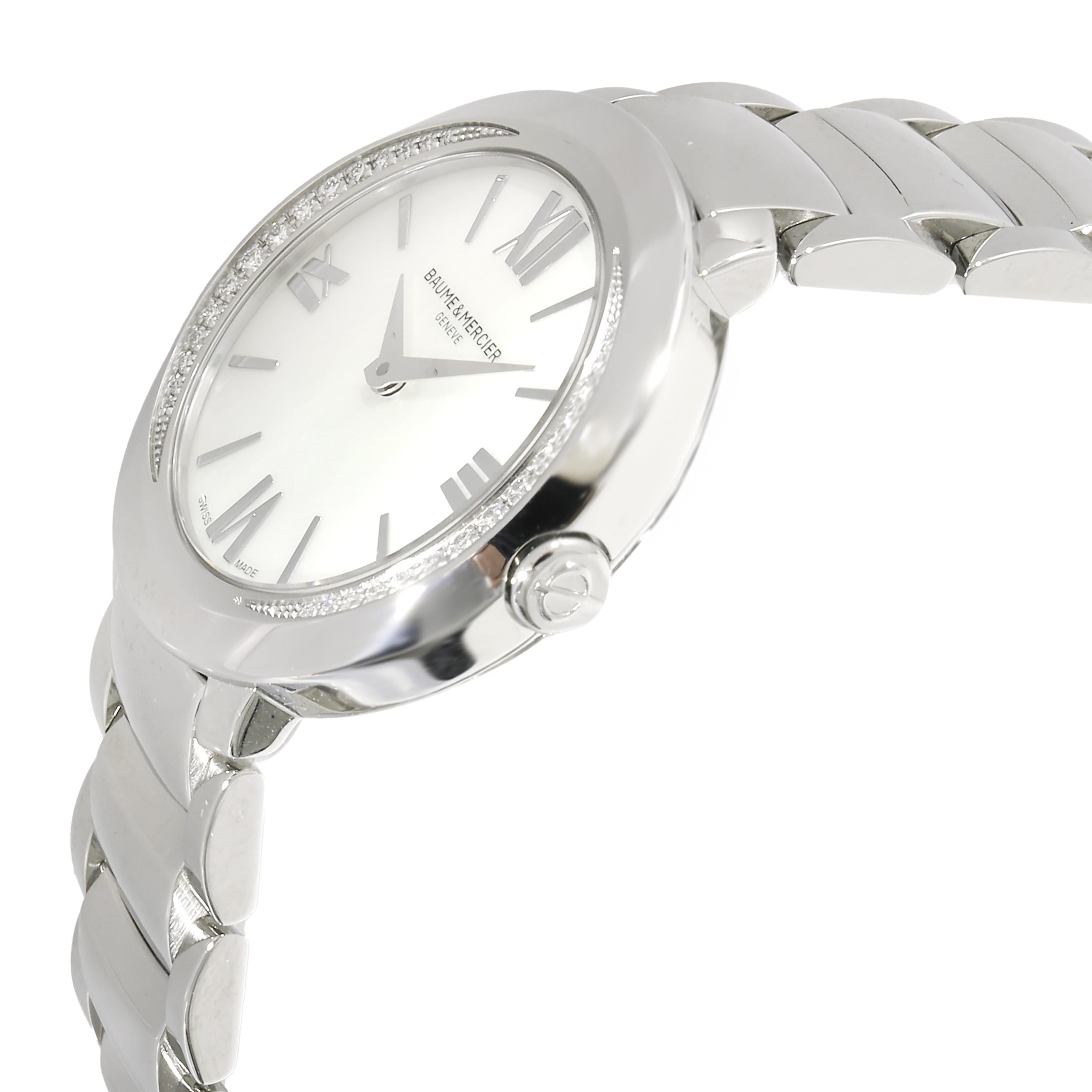 Baume & Mercier Promesse MOA10160 Women's Watch in  Stainless Steel In Excellent Condition For Sale In New York, NY