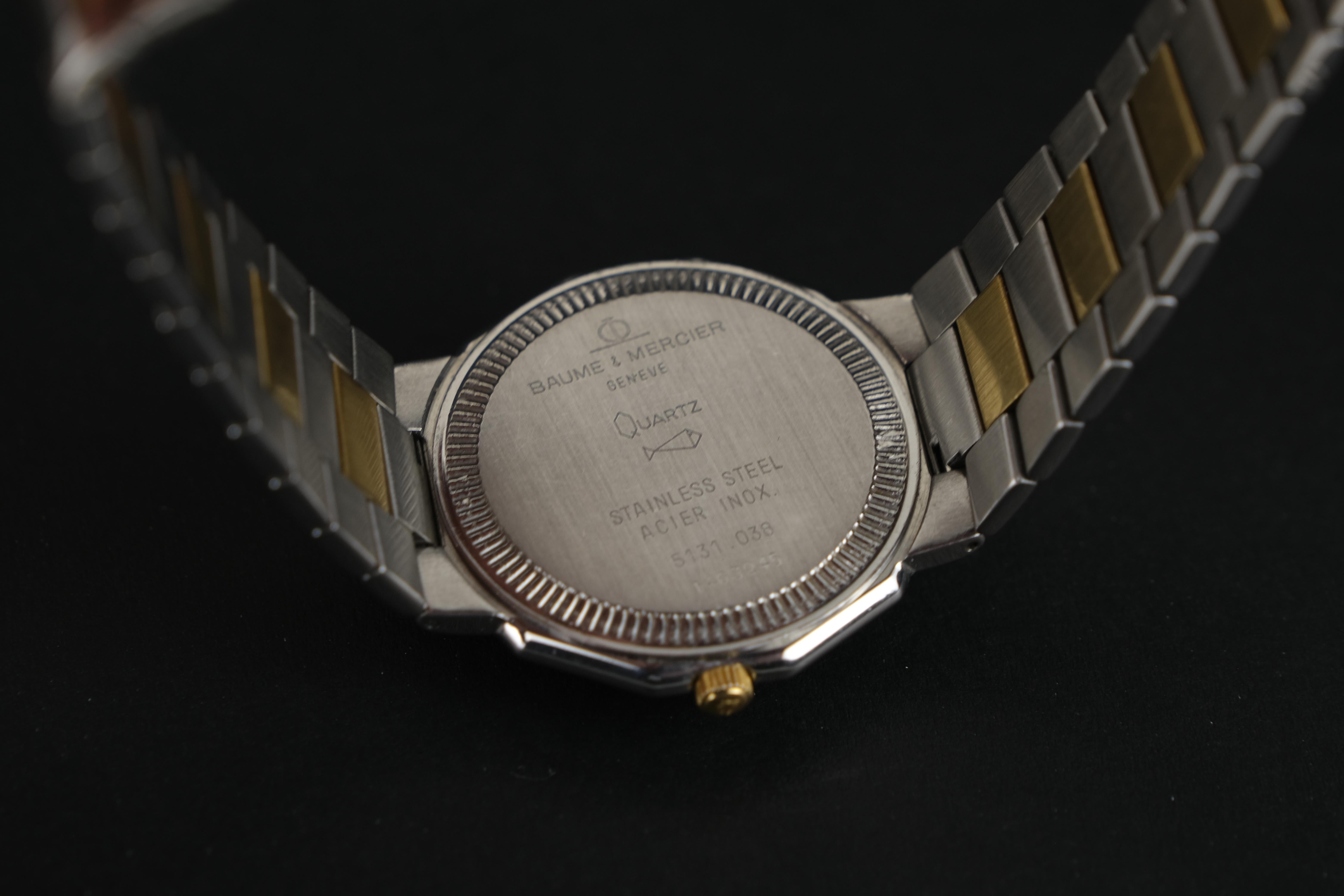 Baume & Mercier Riviera 18 Karat Gold and Stainless Steel Quartz Wristwatch For Sale 1