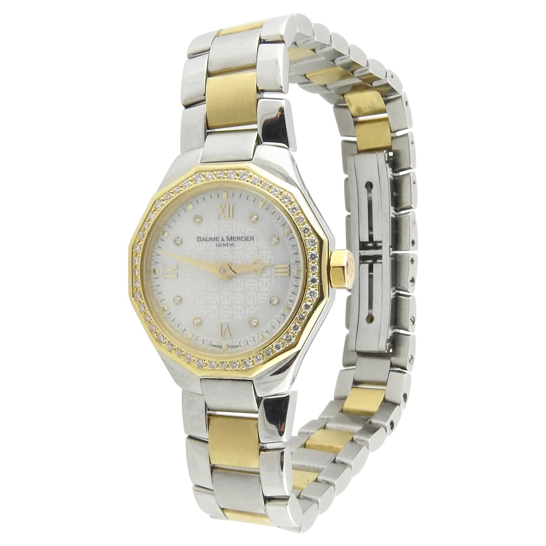 Baume & Mercier Riviera 18K Yellow Gold Steel Diamond MOP Ladies Watch