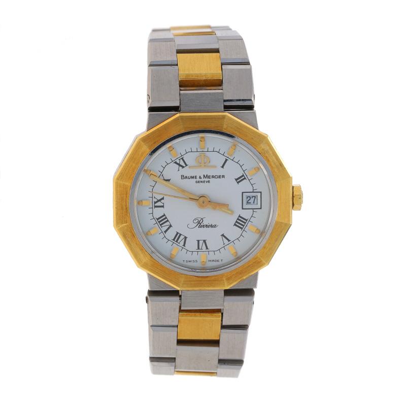 Baume & Mercier Riviera Damenuhr 5221.018 Edelstahl Gold 18k Quarz 1YrWnty im Zustand „Gut“ in Greensboro, NC