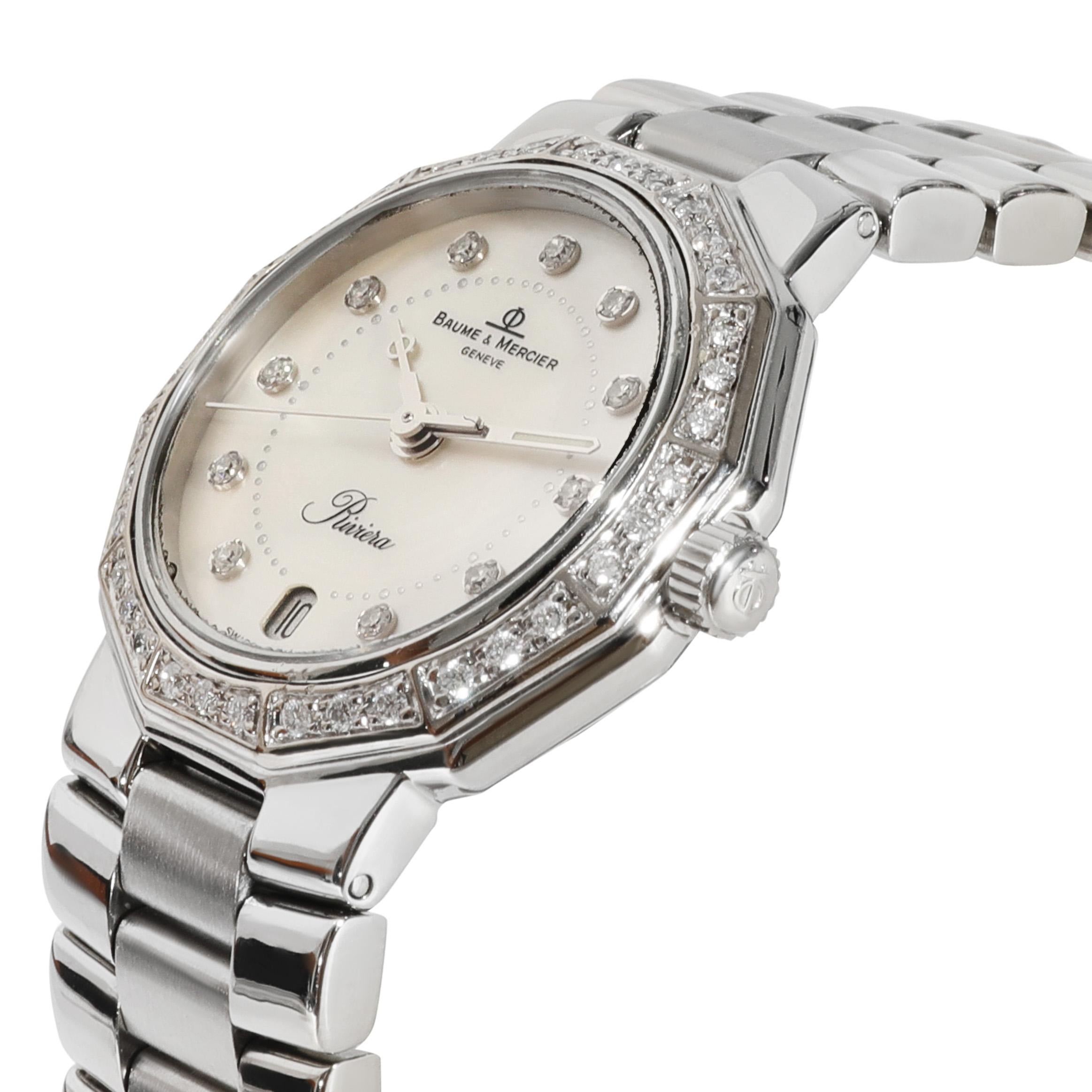 Baume & Mercier Riviera MV045057 Women's Watch in  Stainless Steel In Fair Condition In New York, NY