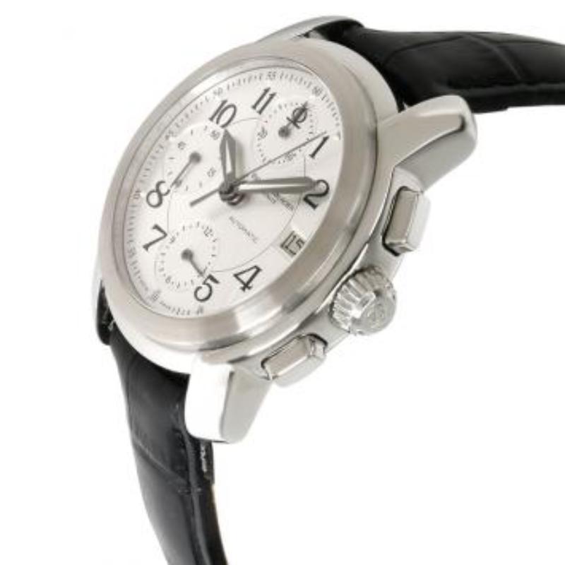 Argento Baume & Mercier Silver Orologio da polso da uomo con alligatore in acciaio inossidabile 38MM in vendita