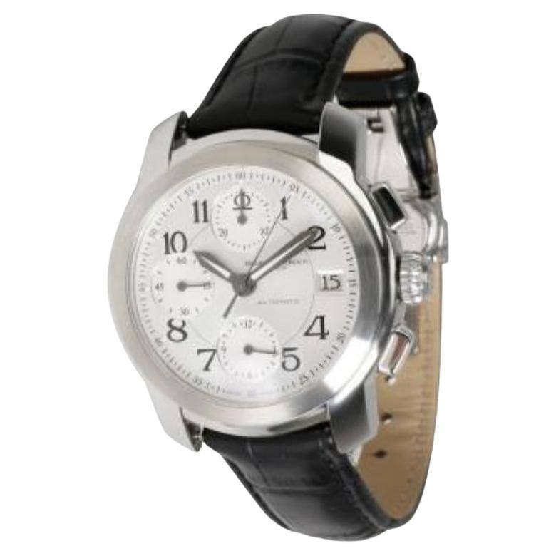Baume & Mercier Silver Stainless Steel Alligator Capeland Men's Wristwatch 38MM