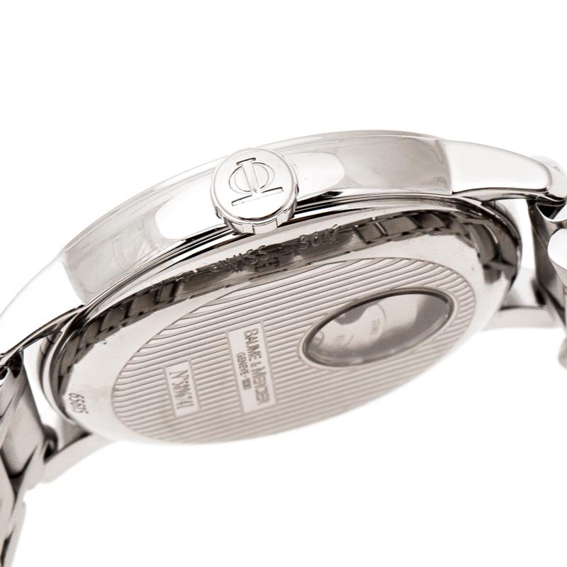 Contemporary Baume & Mercier Silver Stainless Steel Classima 65615 Men's Wristwatch 39 mm