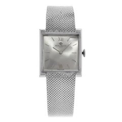 Used Baume & Mercier Square Silver Dial 14 Karat White Gold Hand Wind Ladies Watch