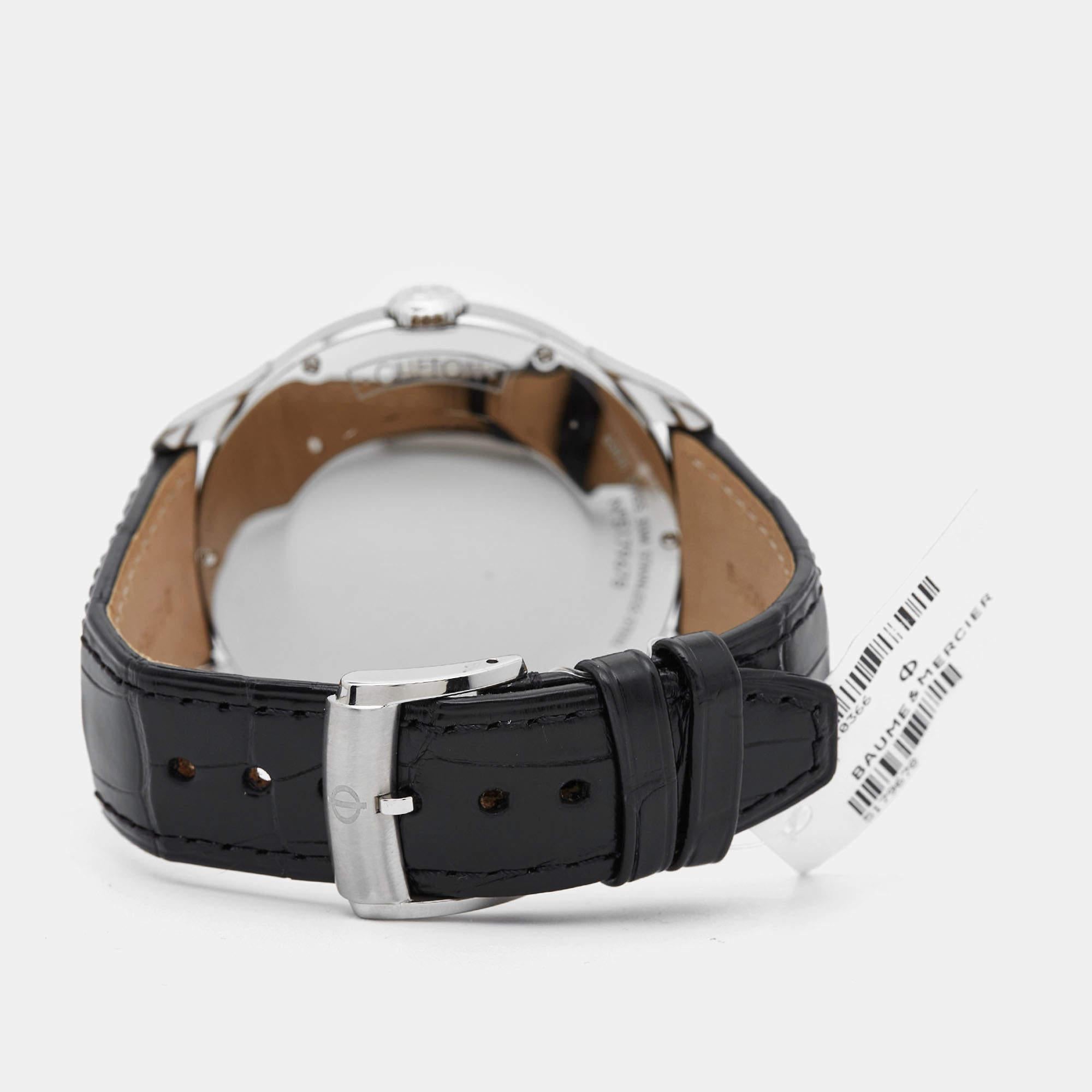 Baume & Mercier Stainless Steel Alligator Leather Clifton Men's Wristwatch 45 mm 3