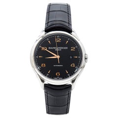 Baume & Mercier Stainless Steel Alligator Leather Clifton Men's Wristwatch 45 mm