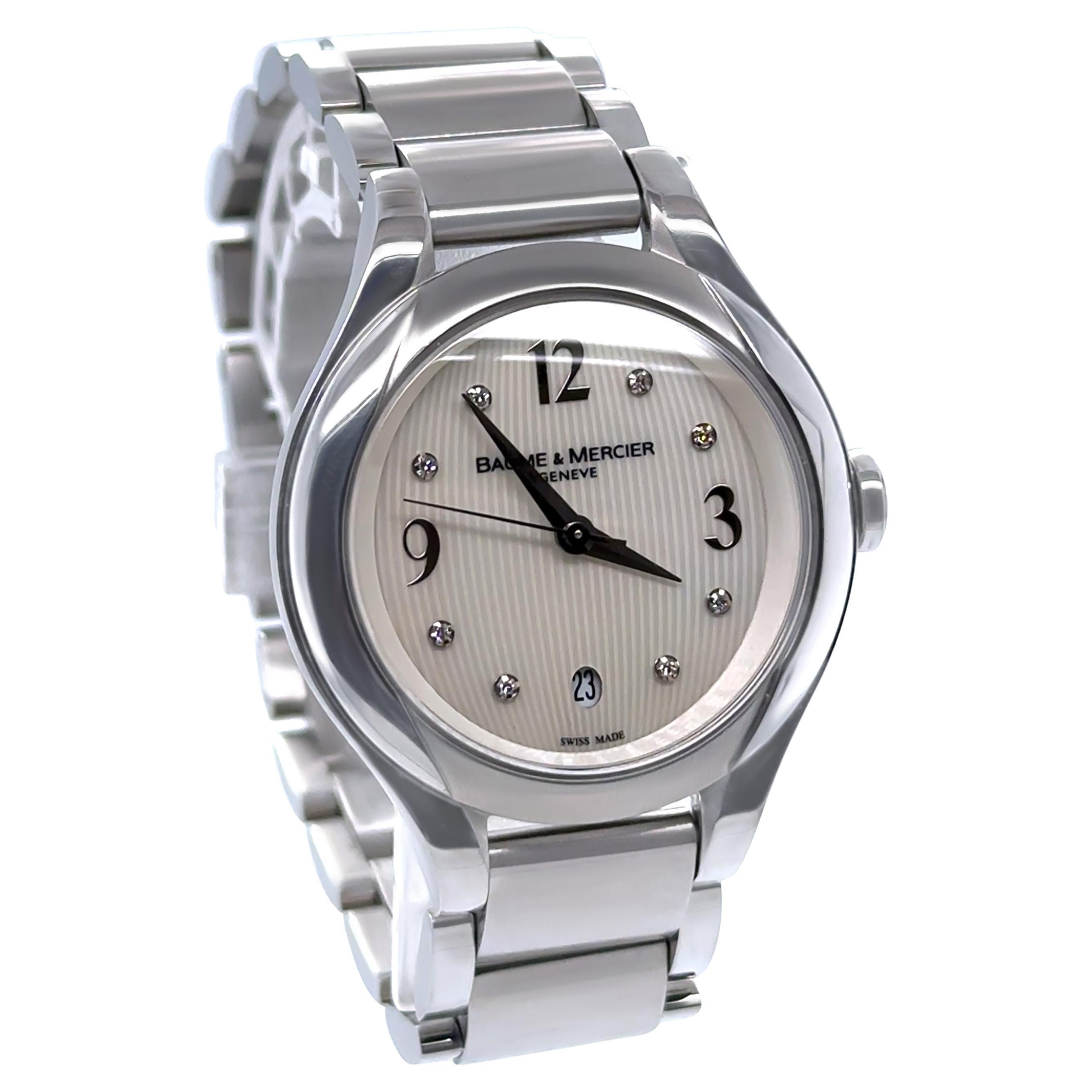 Reloj Baume 
Mercier de acero inoxidable Ilea con esfera de diamantes 30 mm