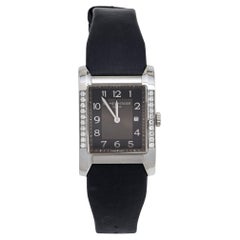 Baume & Mercier Hampton Damenarmbanduhr aus Edelstahl und Leder mit Diamanten 27 mm