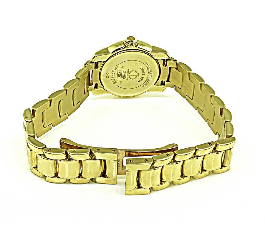 Baume & Mercier Tiffany & Co Diamond Gold Lady's Watch In Good Condition For Sale In New York, NY