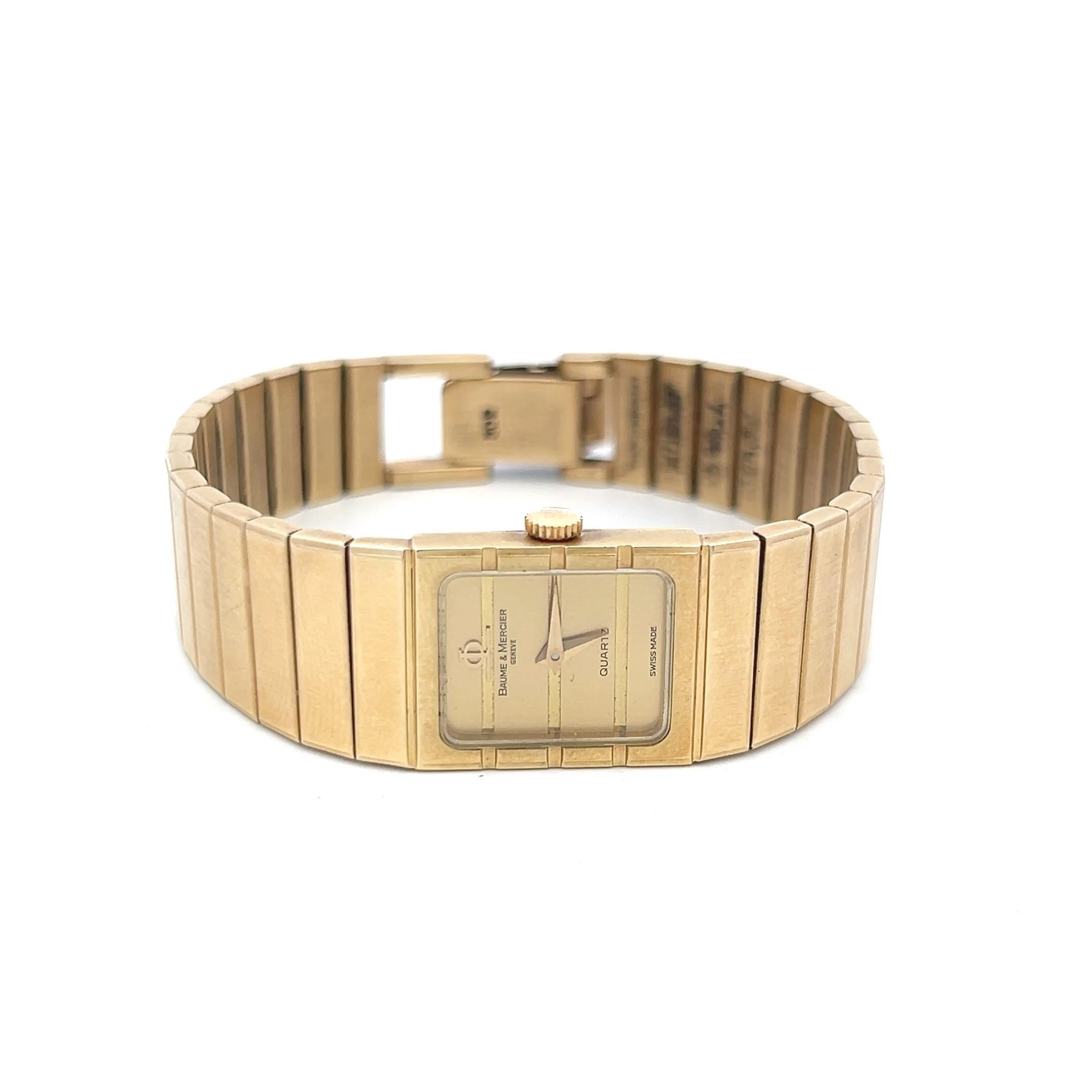 Baume & Mercier Vintage 41.44 Grams 14 Karat Yellow Gold Wrist Watches For Sale 1