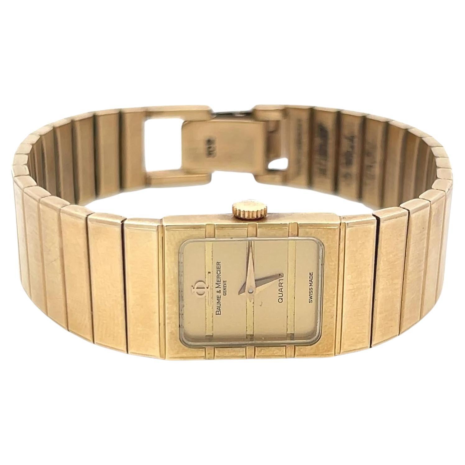 Baume & Mercier Vintage 41.44 Grams 14 Karat Yellow Gold Wrist Watches For Sale