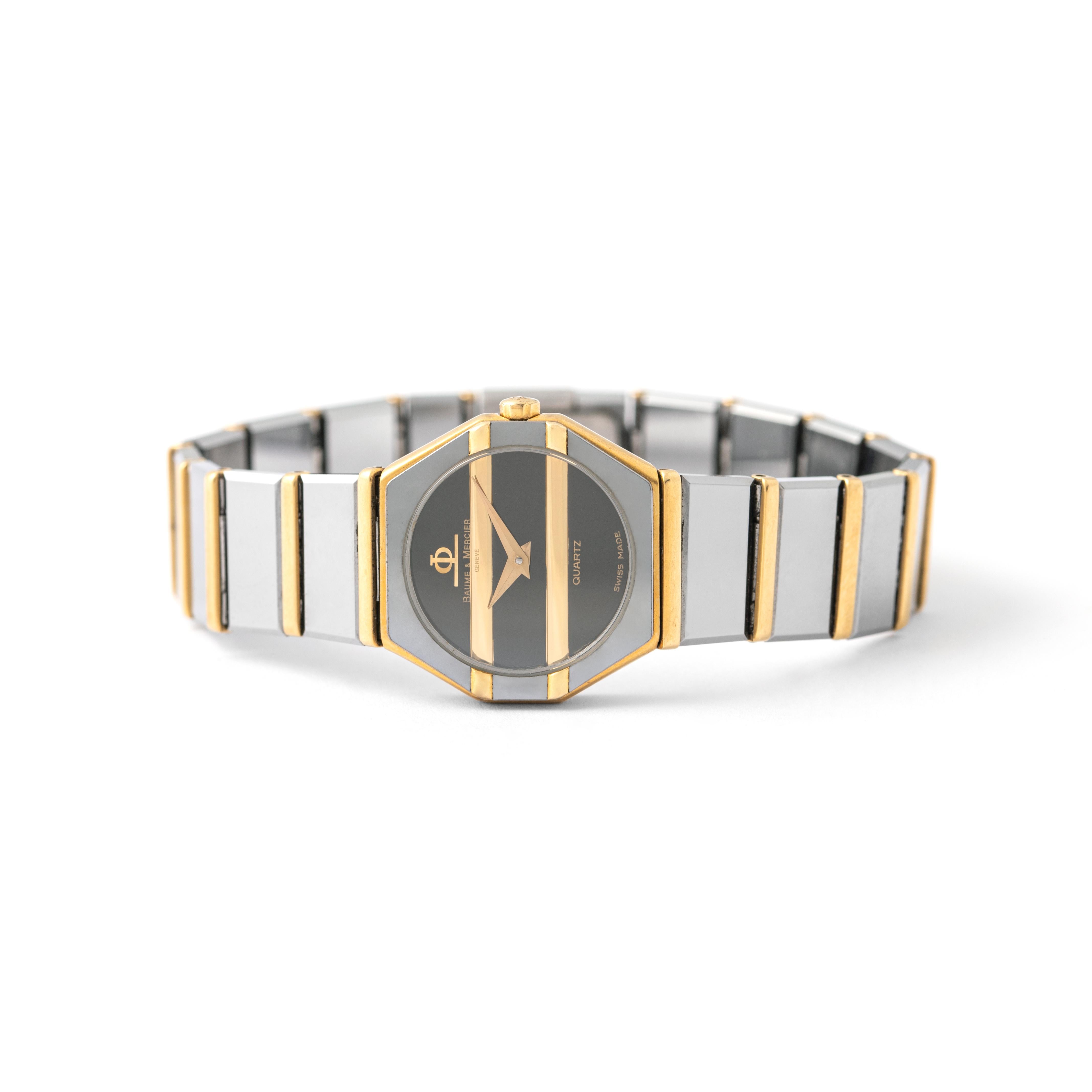 Baume & Mercier, montre-bracelet vintage d'avant-garde en acier inoxydable en vente 1