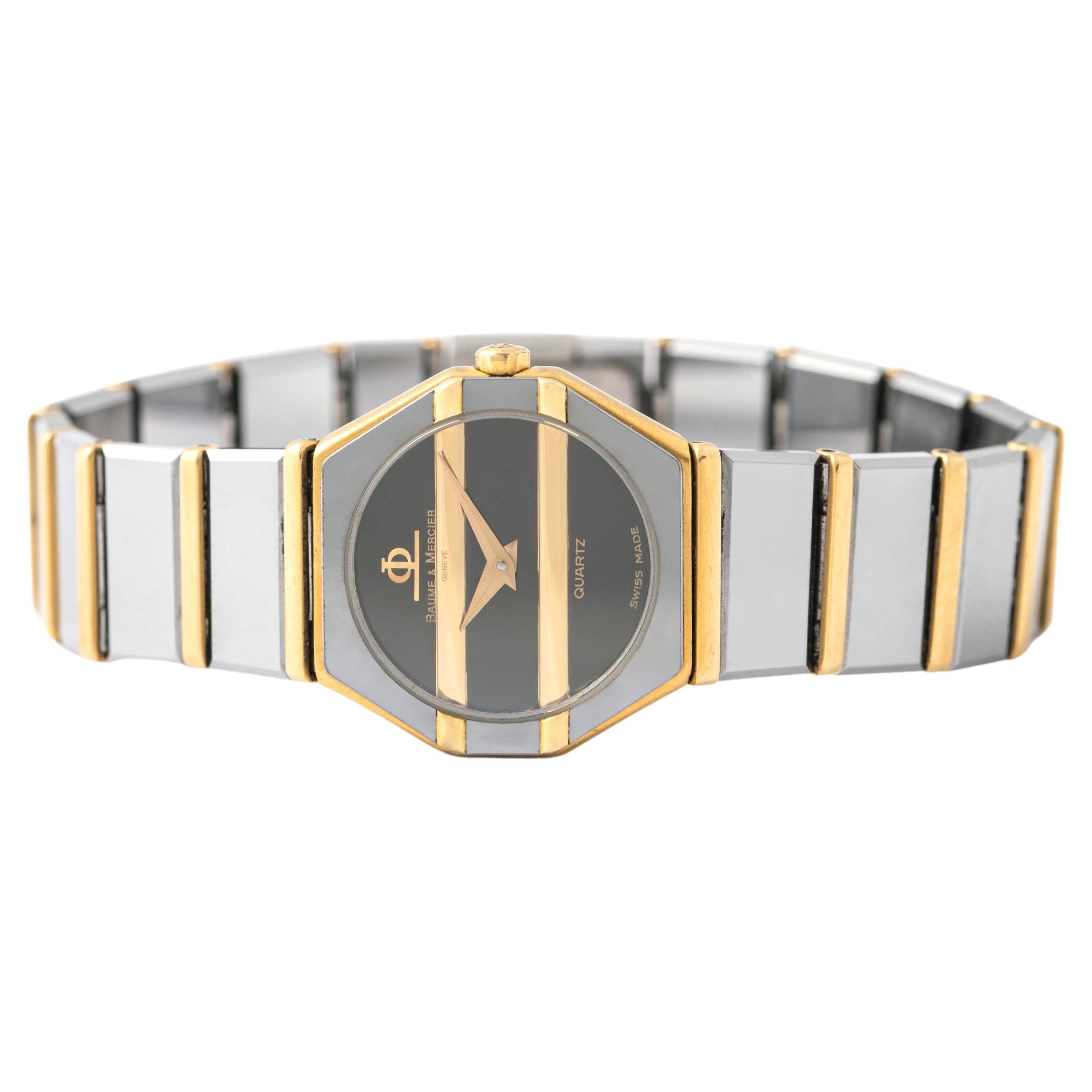 Baume & Mercier, montre-bracelet vintage d'avant-garde en acier inoxydable