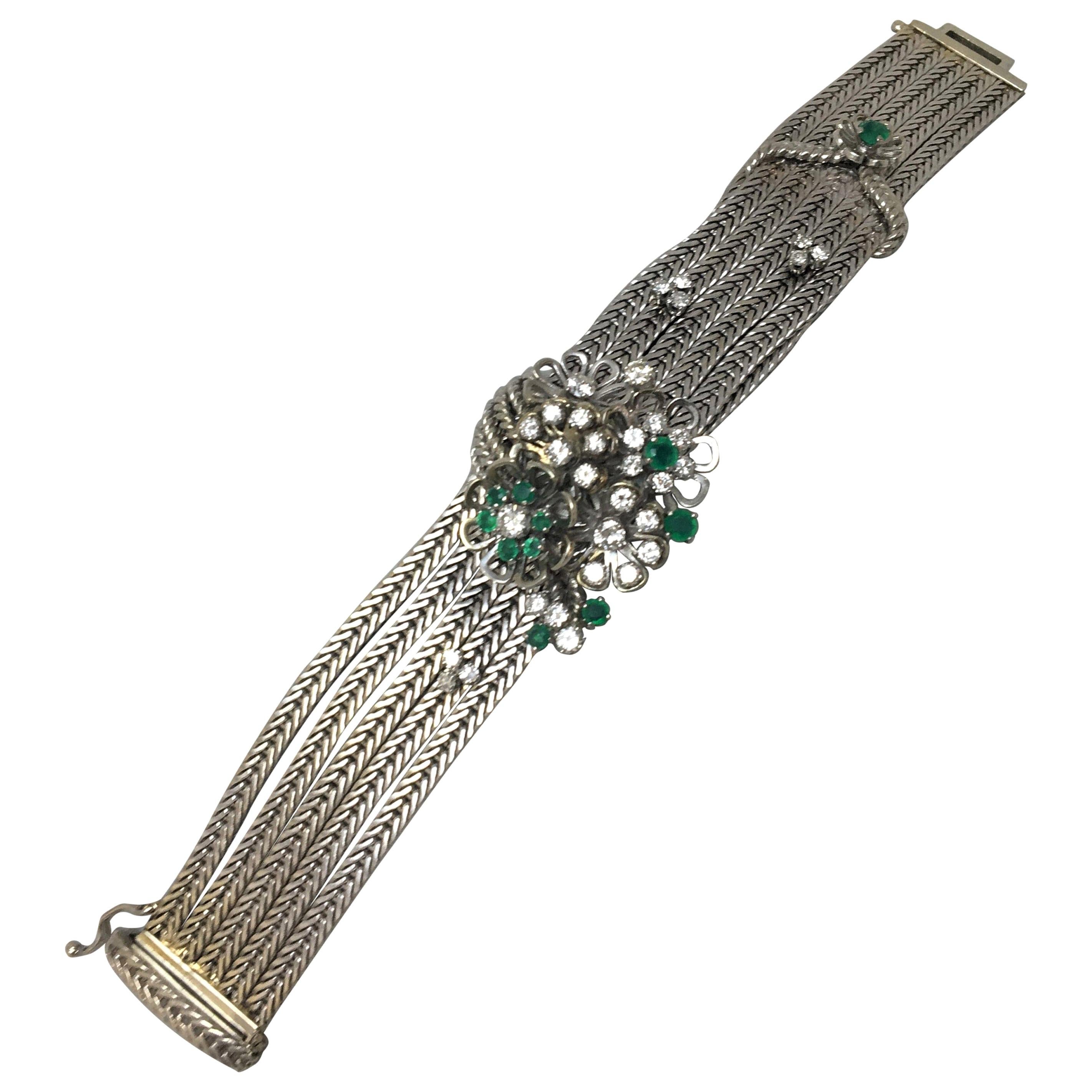 Baume & Mercier Montre bracelet vintage en émeraude et diamants