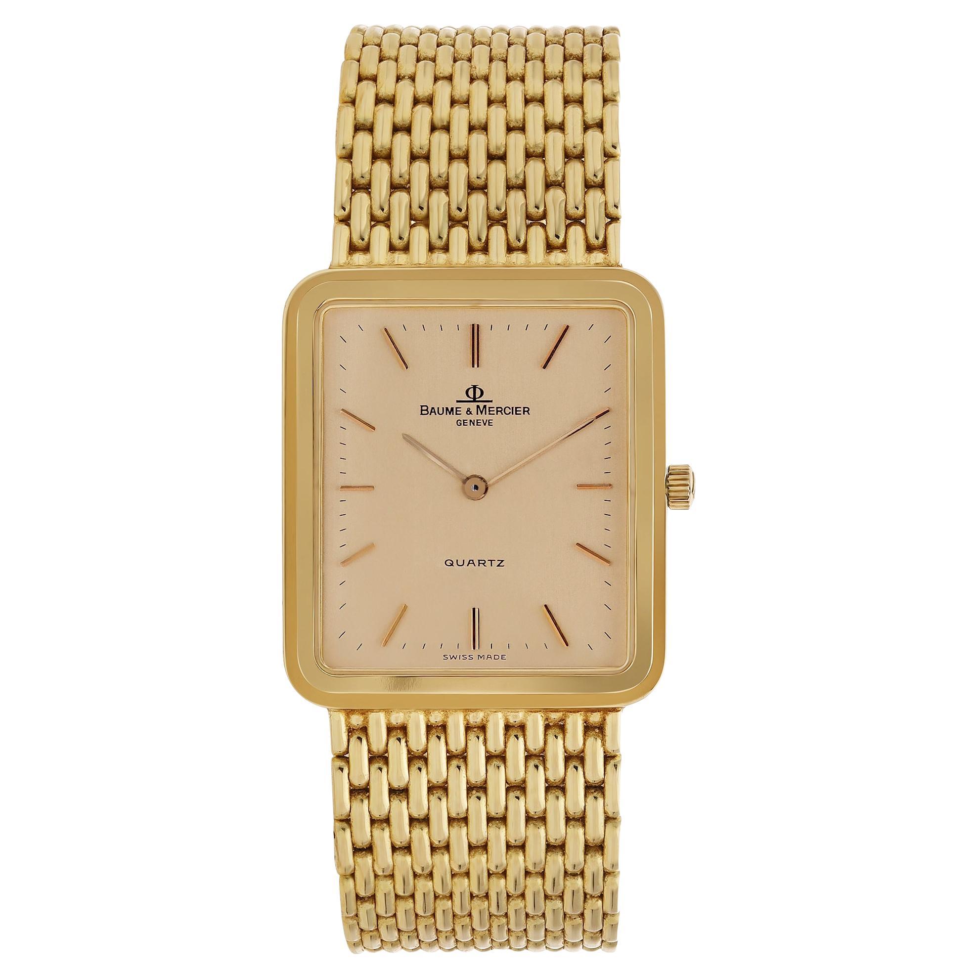 Baume & Mercier Vintage Square 1980 Montre-bracelet unisexe en or jaune 14K