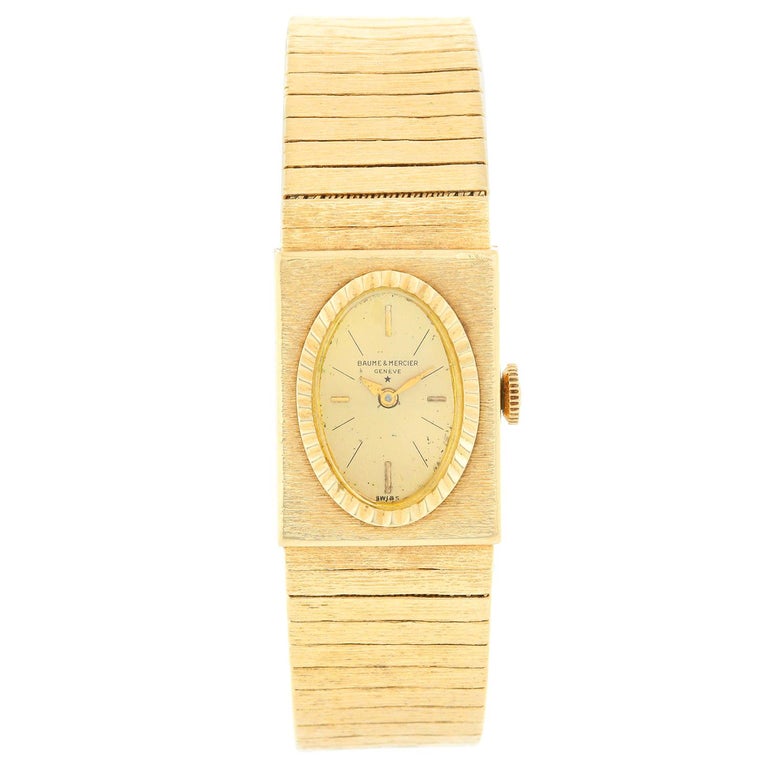 Baume & Mercier Vintage Yellow Gold Ladies Watch For Sale