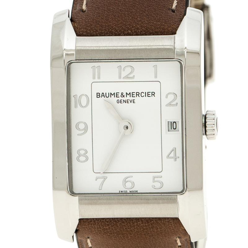 Baume & Mercier White Stainless Steel Hampton Women's Wristwatch 22 mm im Zustand „Neu“ in Dubai, Al Qouz 2