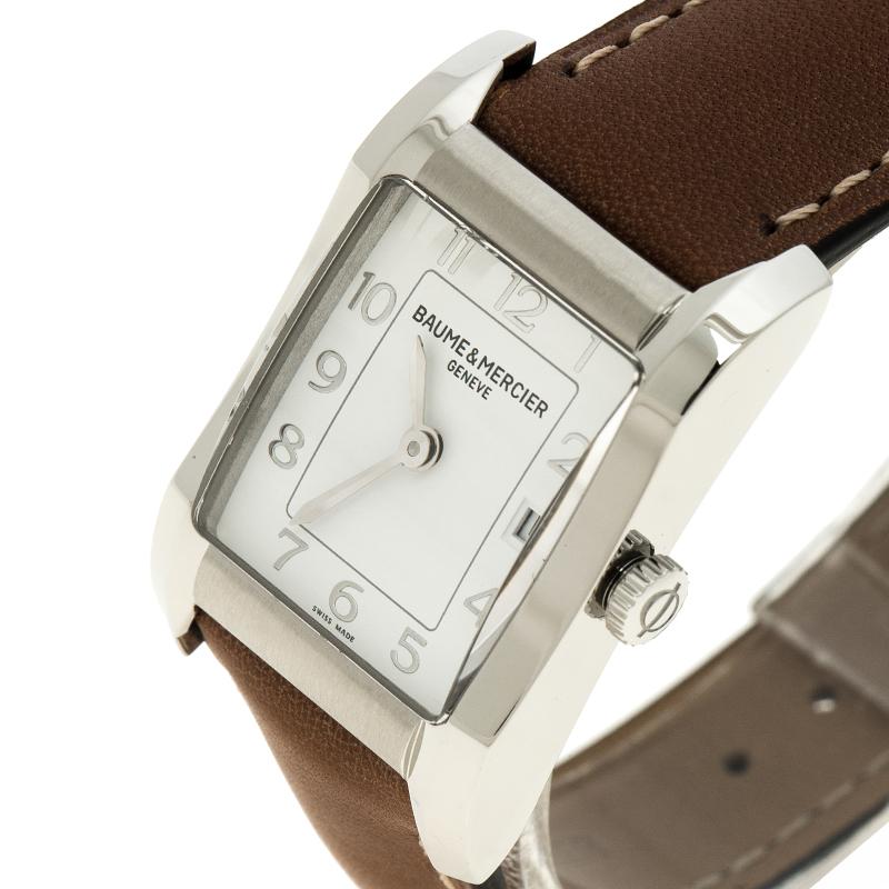 Baume & Mercier White Stainless Steel Hampton Women's Wristwatch 22 mm Damen