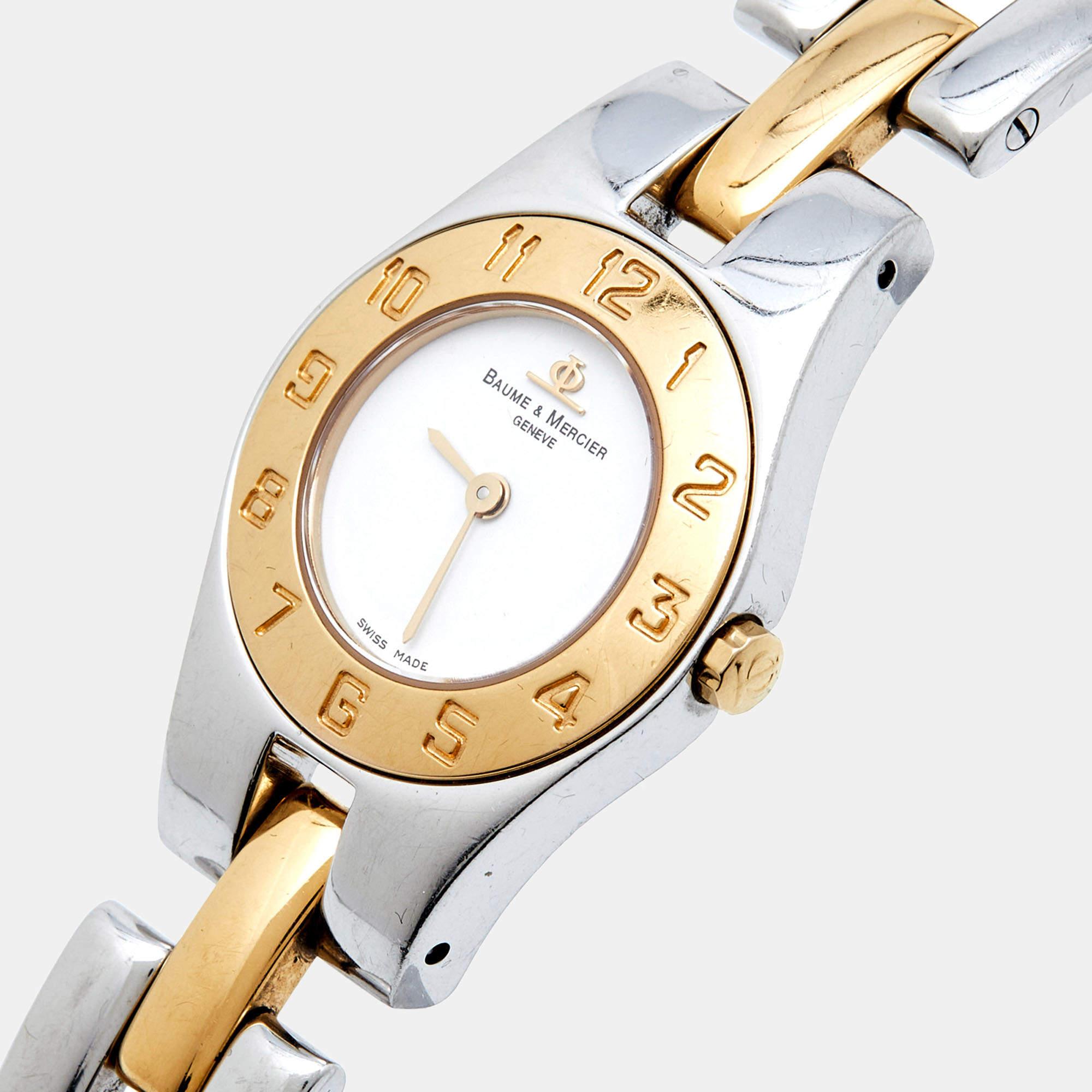Baume & Mercier White Two-Tone Stainless Steel Linea Women's Wristwatch 22 mm 6