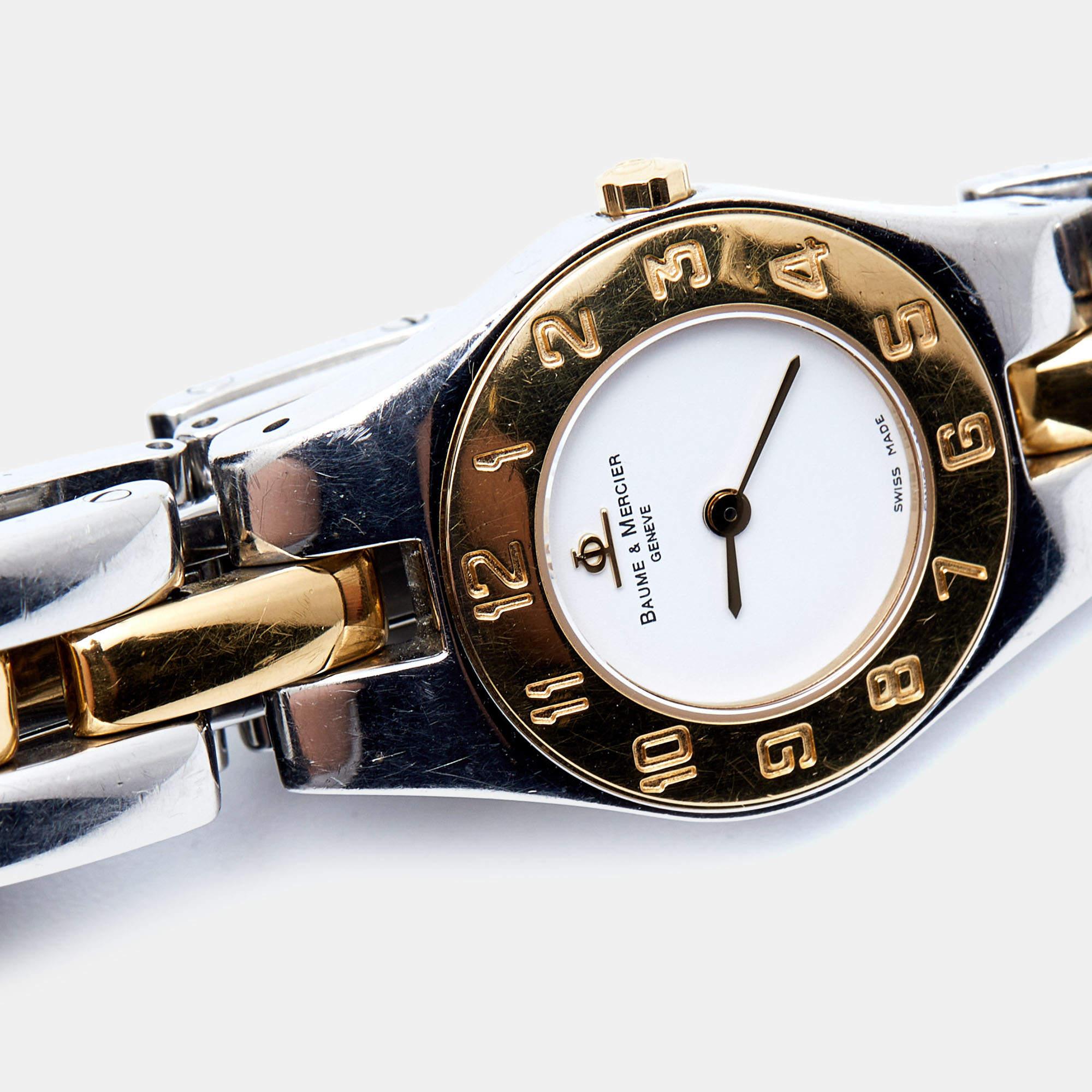 Baume & Mercier White Two-Tone Stainless Steel Linea Women's Wristwatch 22 mm 3