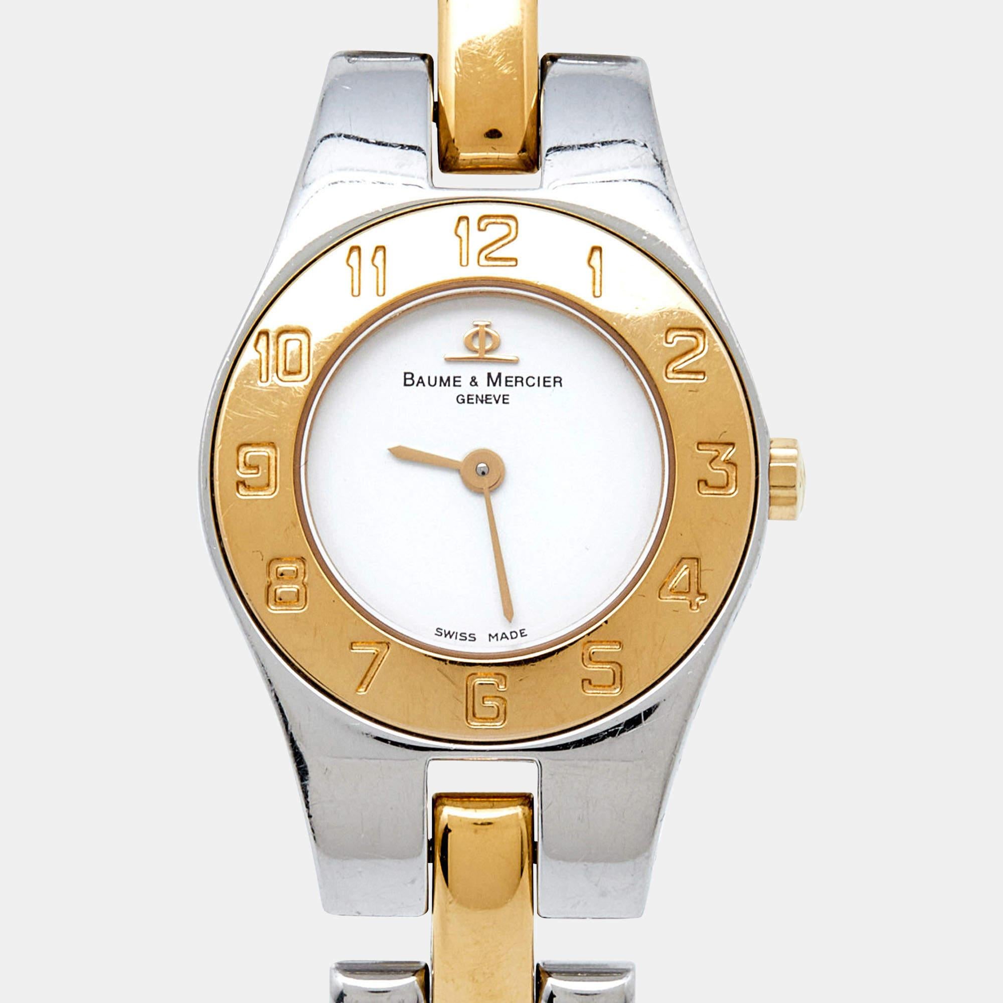 Baume & Mercier White Two-Tone Stainless Steel Linea Women's Wristwatch 22 mm 5