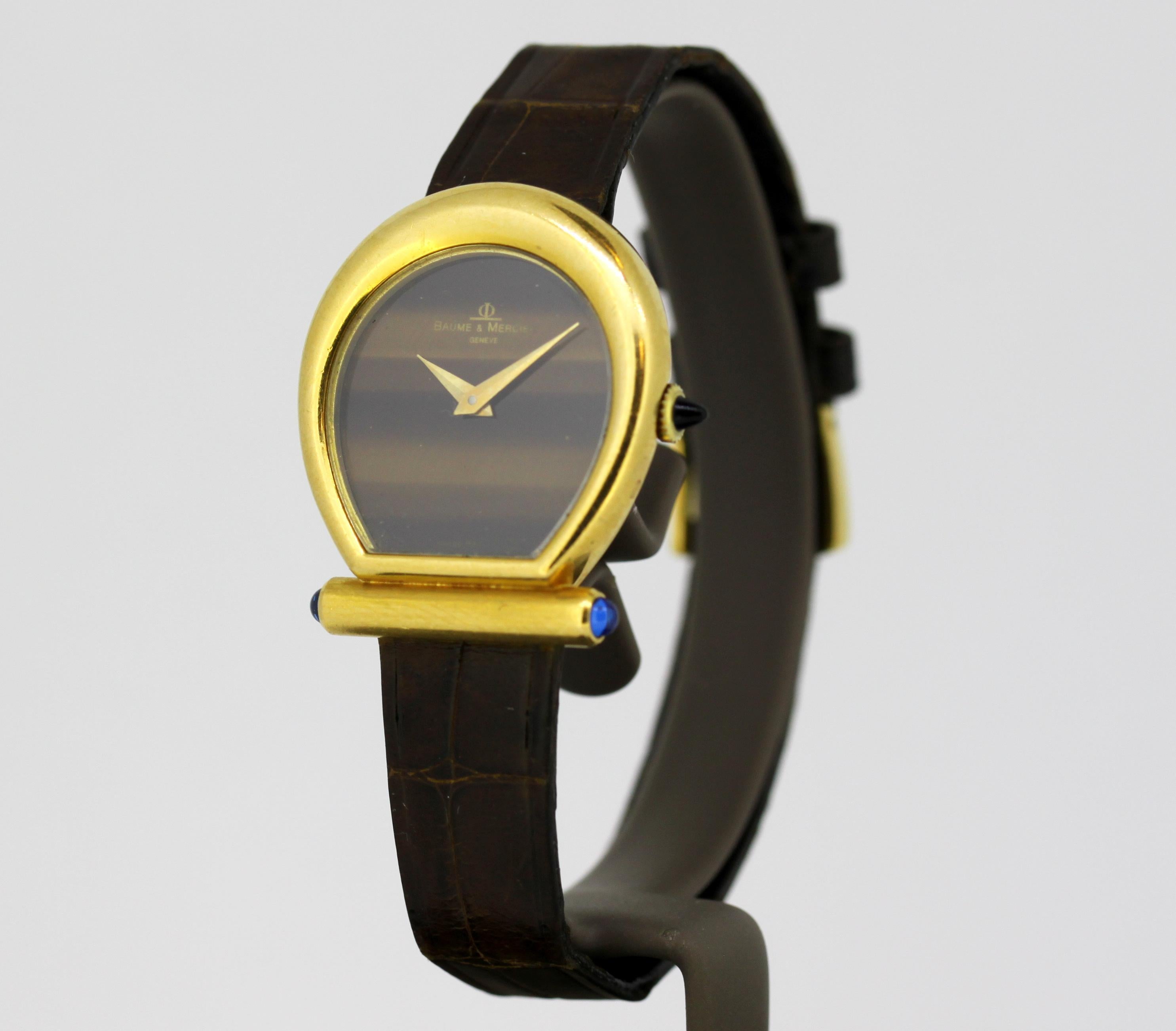 Baume & Mercier Armbanduhr - 18k Gold & Tigerauge - 464325 - Frauen - 1990-1999 im Zustand „Gut“ in Braintree, GB