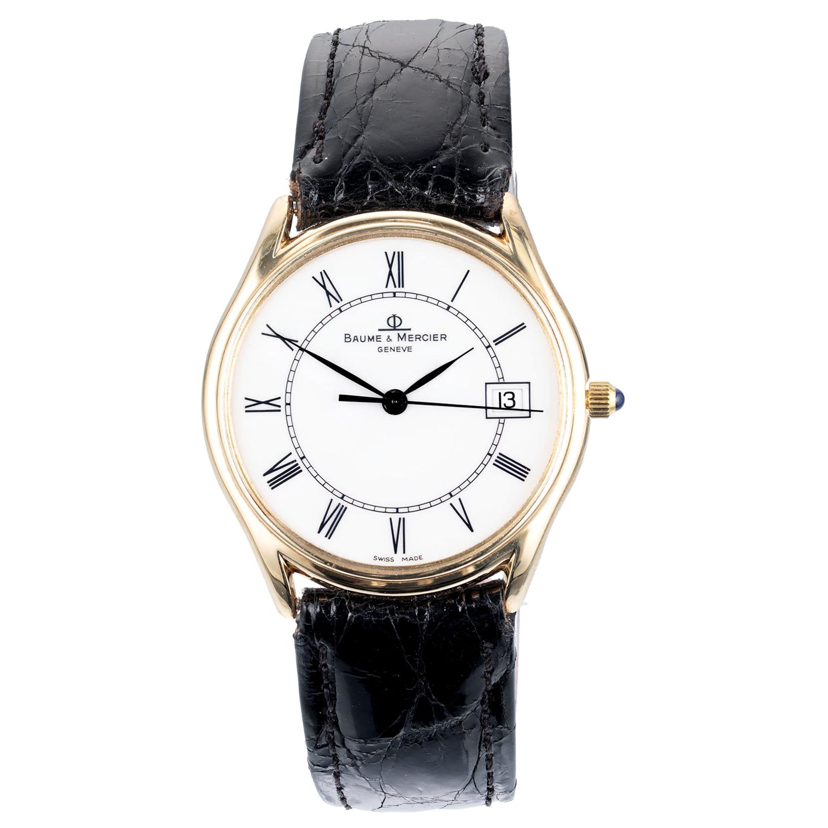 Baume Mercier Yellow Gold Date Quartz Men's Wristwatch