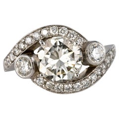 Baume Bague Spirit moderne en or blanc 18 carats avec diamants de 2,55 carats de style Art Dco