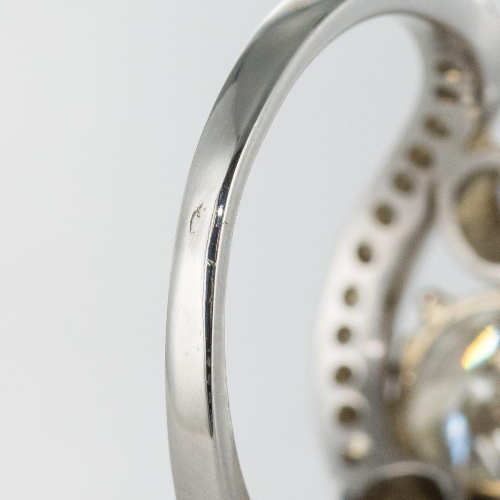 Baume Modern 18 Karat White Gold 2.55 Carat Diamond Art Deco Style Spirit Ring For Sale 11