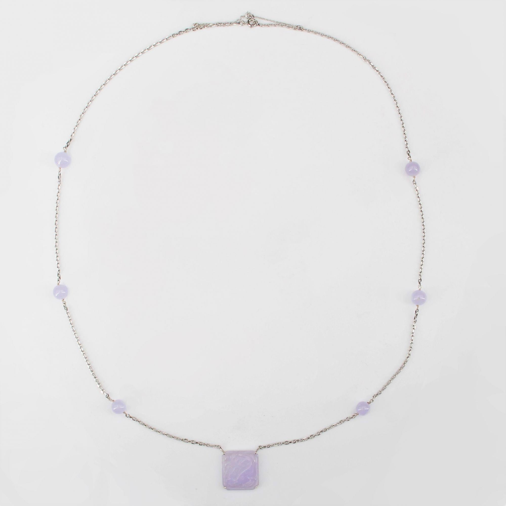 Baume Modern Parma Jade Jadeite 18 Karat White Gold Necklace For Sale 6