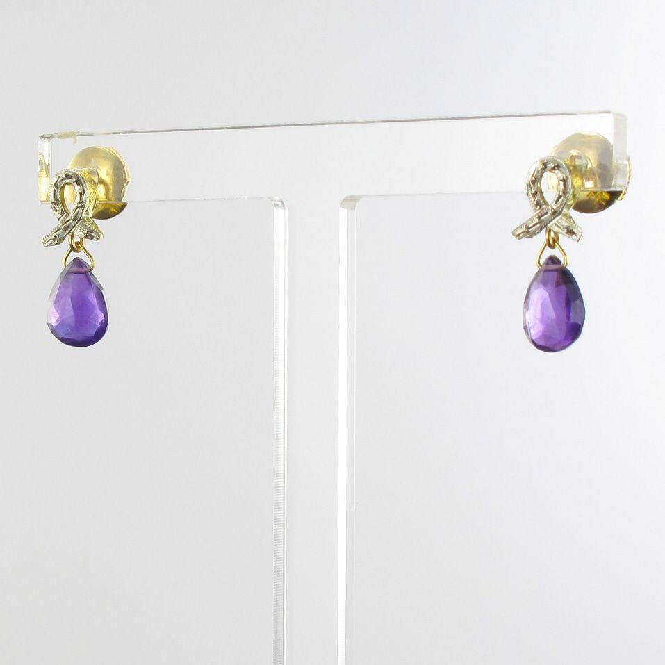 Baume Two Gold Amethyst Briolette Dangle Earrings For Sale 5