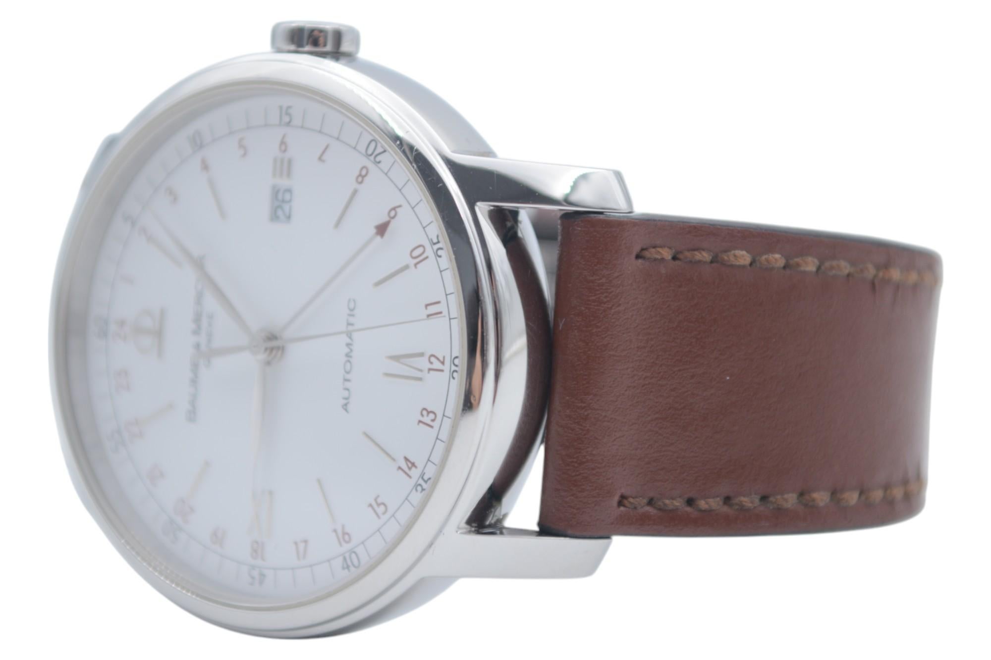 Baume&Mercier Classima GMT grande taille XL 42 avec cadran blanc en acier, réf. 65494 1