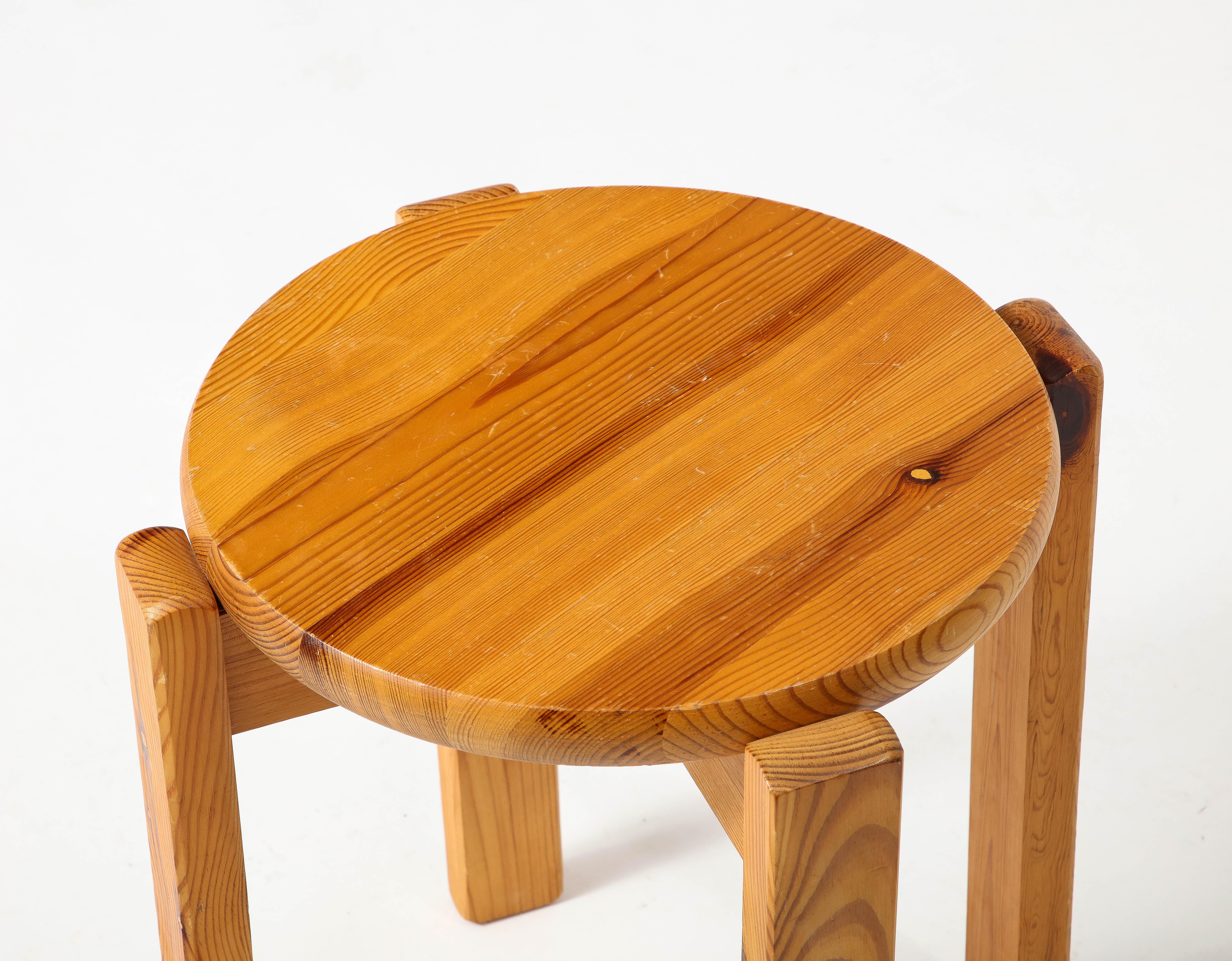 Baumwritter Pine Stool, Sweden 1960 In Good Condition For Sale In New York, NY