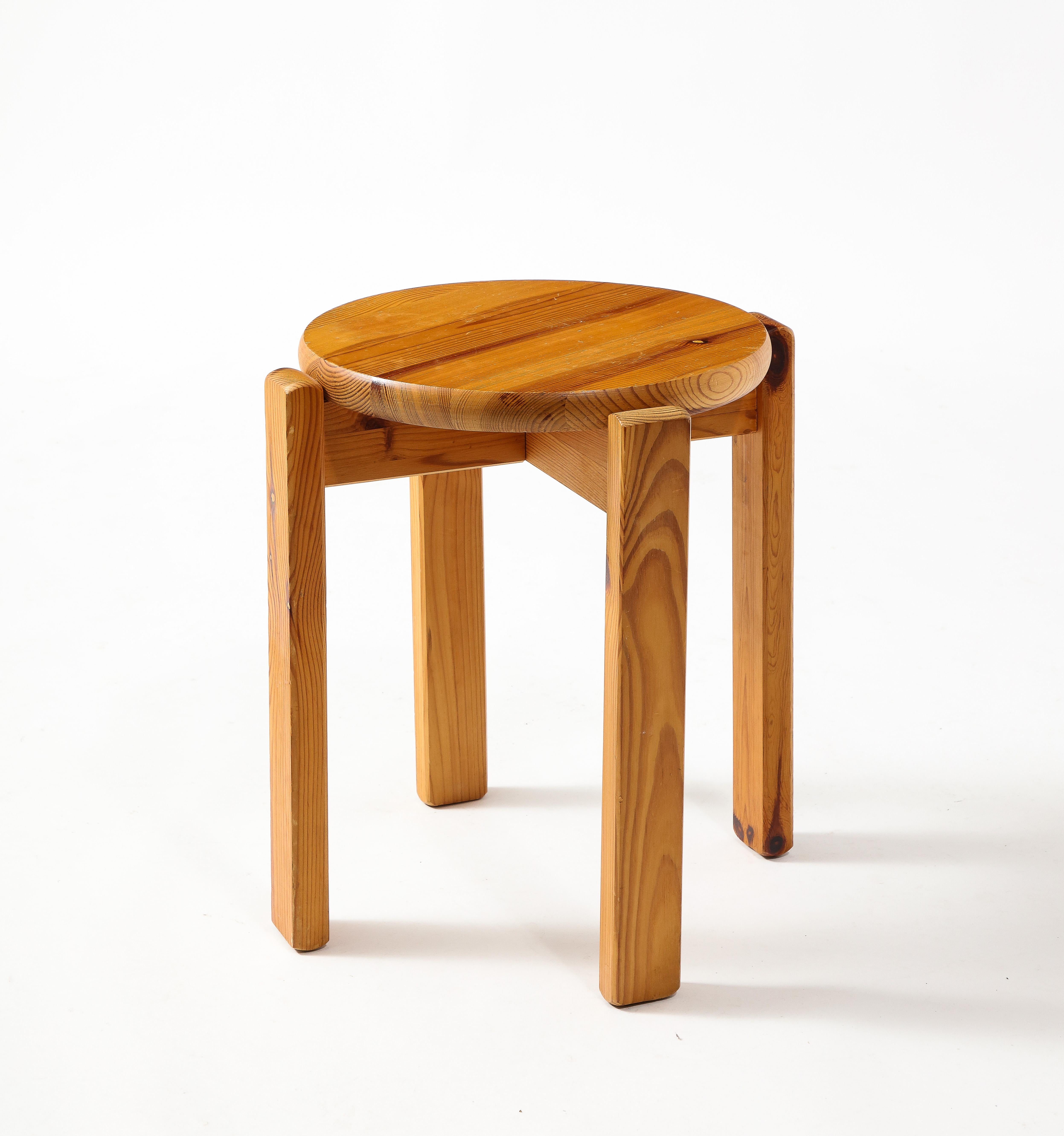 Baumwritter Pine Stool, Sweden 1960 For Sale 1