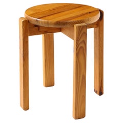 Vintage Baumwritter Pine Stool, Sweden 1960