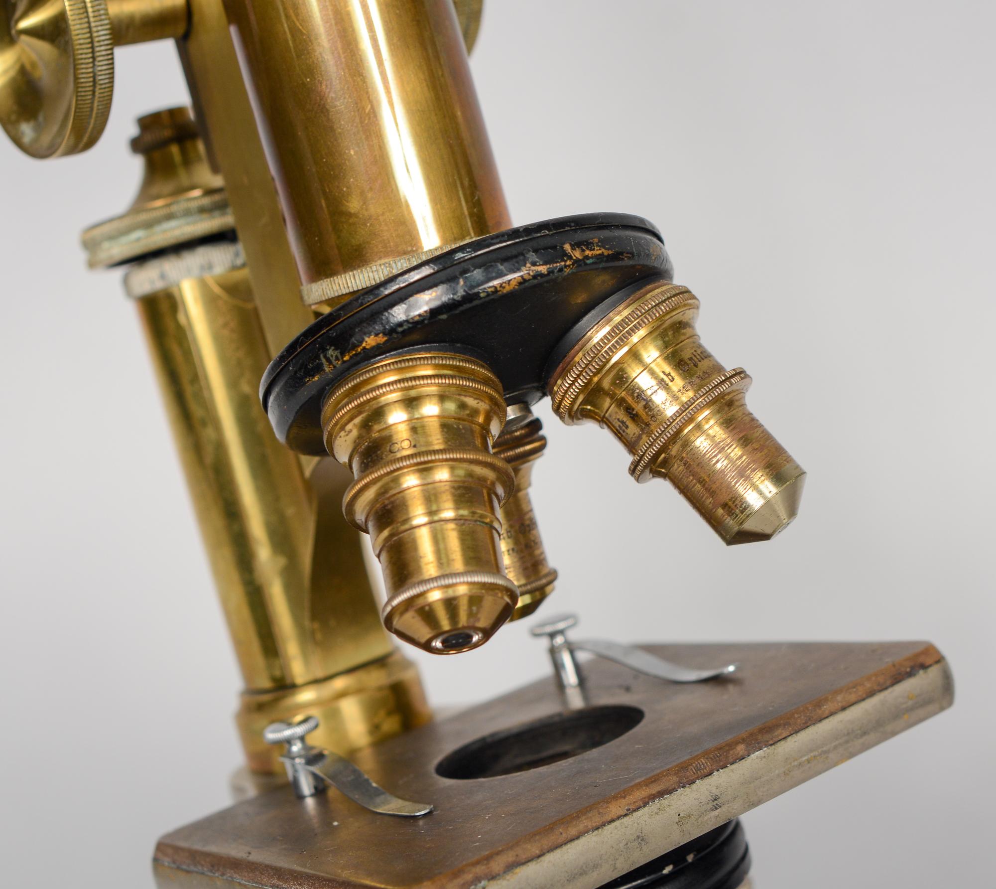 Bausch and Lomb Brass Microscope Early 20th Century 1