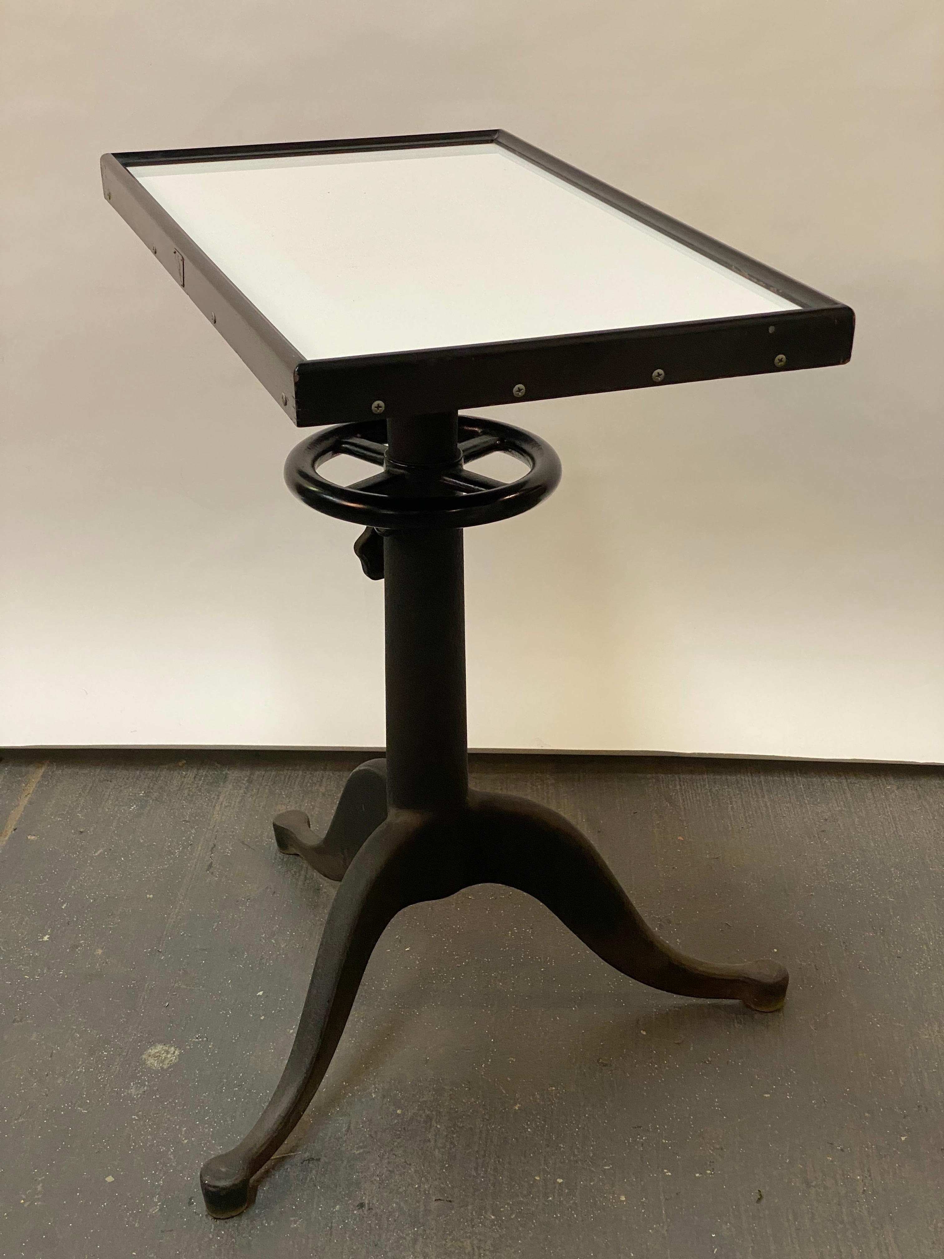 Bausch and Lomb White Vitrolite and Iron Optometrist's Table For Sale 3