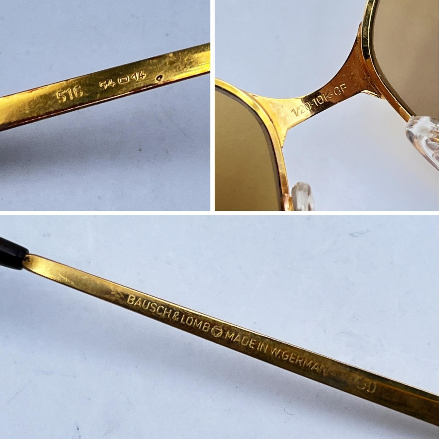 Bausch & Lomb Vintage 70s Mint Unisex Gold Sunglasses Mod. 516 For Sale 1