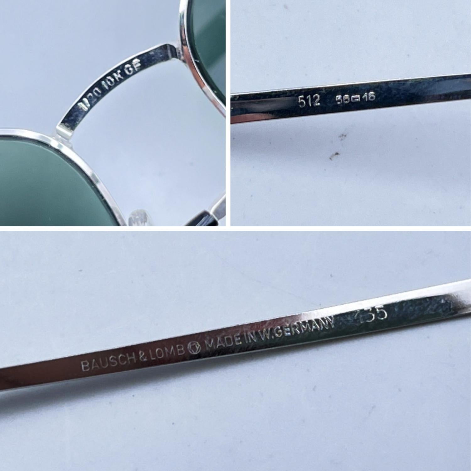 Occhiali da sole Bausch & Lomb Vintage Silver Metal White Gold Mod. 512 In condizioni ottime in vendita a Rome, Rome