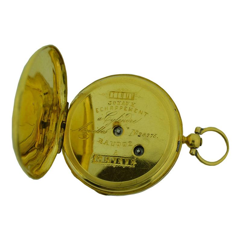 Bautte & Co. 18 Karat Yellow Gold Keywind Pendant Pocket Watch For Sale 1