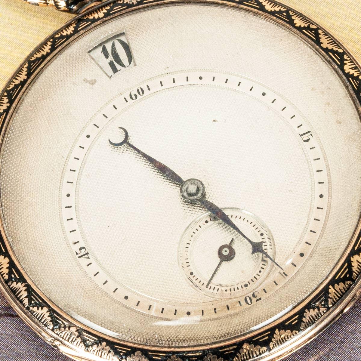 Bautte & Moynier Rare Gold & Enamel Jump Hour Pocket Watch C1825 In Good Condition For Sale In London, GB