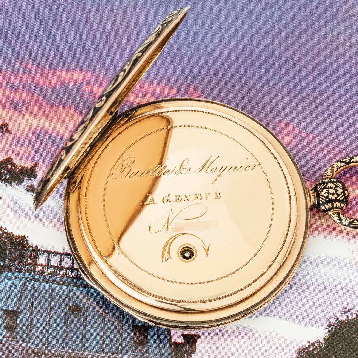 Bautte & Moynier Rare Gold & Enamel Jump Hour Pocket Watch C1825 For Sale 1
