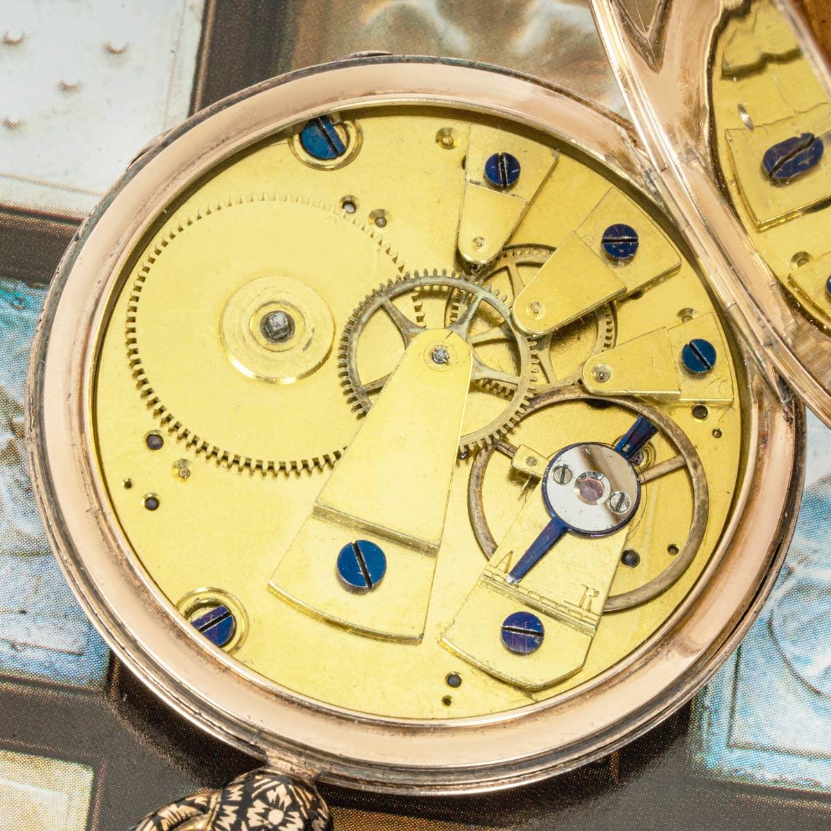 Bautte & Moynier Rare Gold & Enamel Jump Hour Pocket Watch C1825 For Sale 2