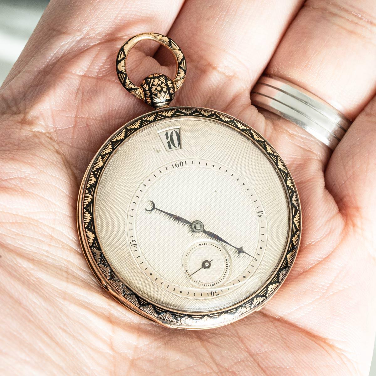 Bautte & Moynier Rare Gold & Enamel Jump Hour Pocket Watch C1825 For Sale 5