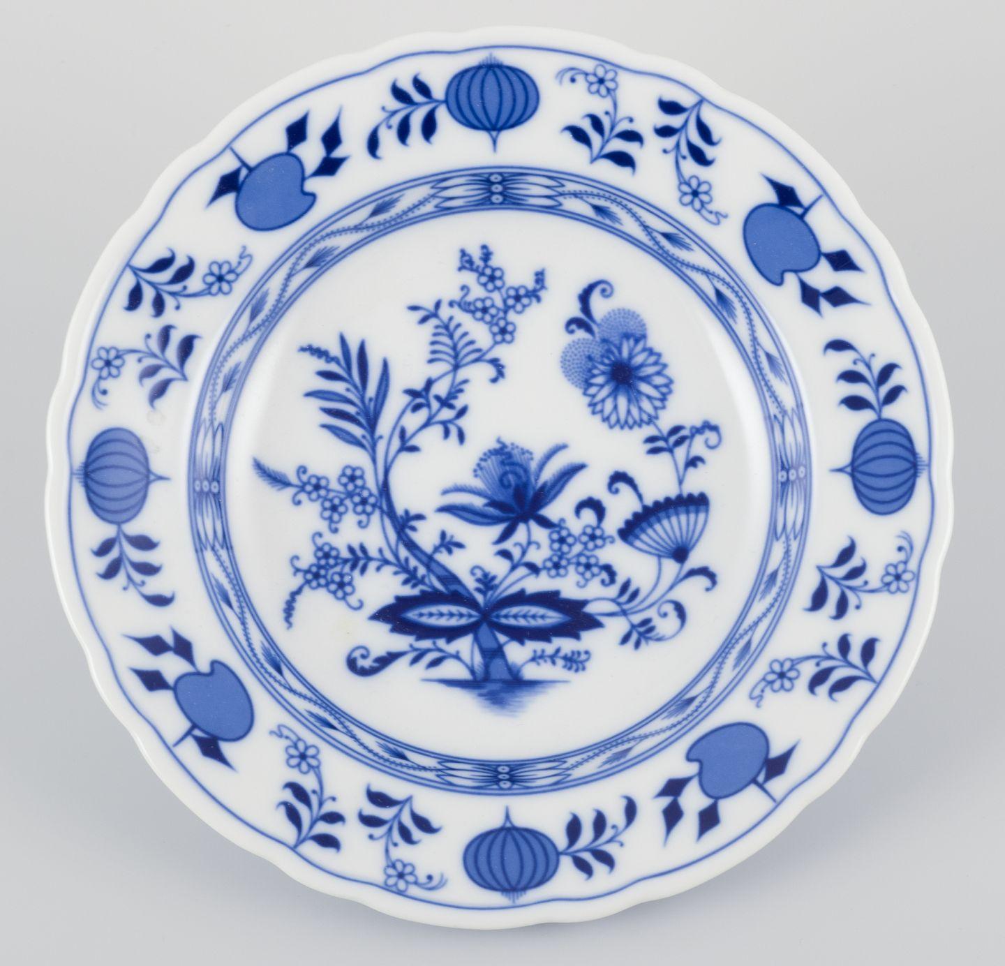 Glazed Bavaria, Germany. Set of six deep porcelain plates. Blue Onion pattern. For Sale