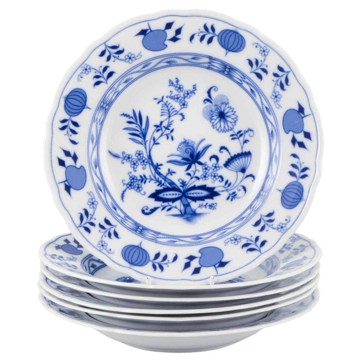 Bavaria, Germany. Set of six deep porcelain plates. Blue Onion pattern. For Sale