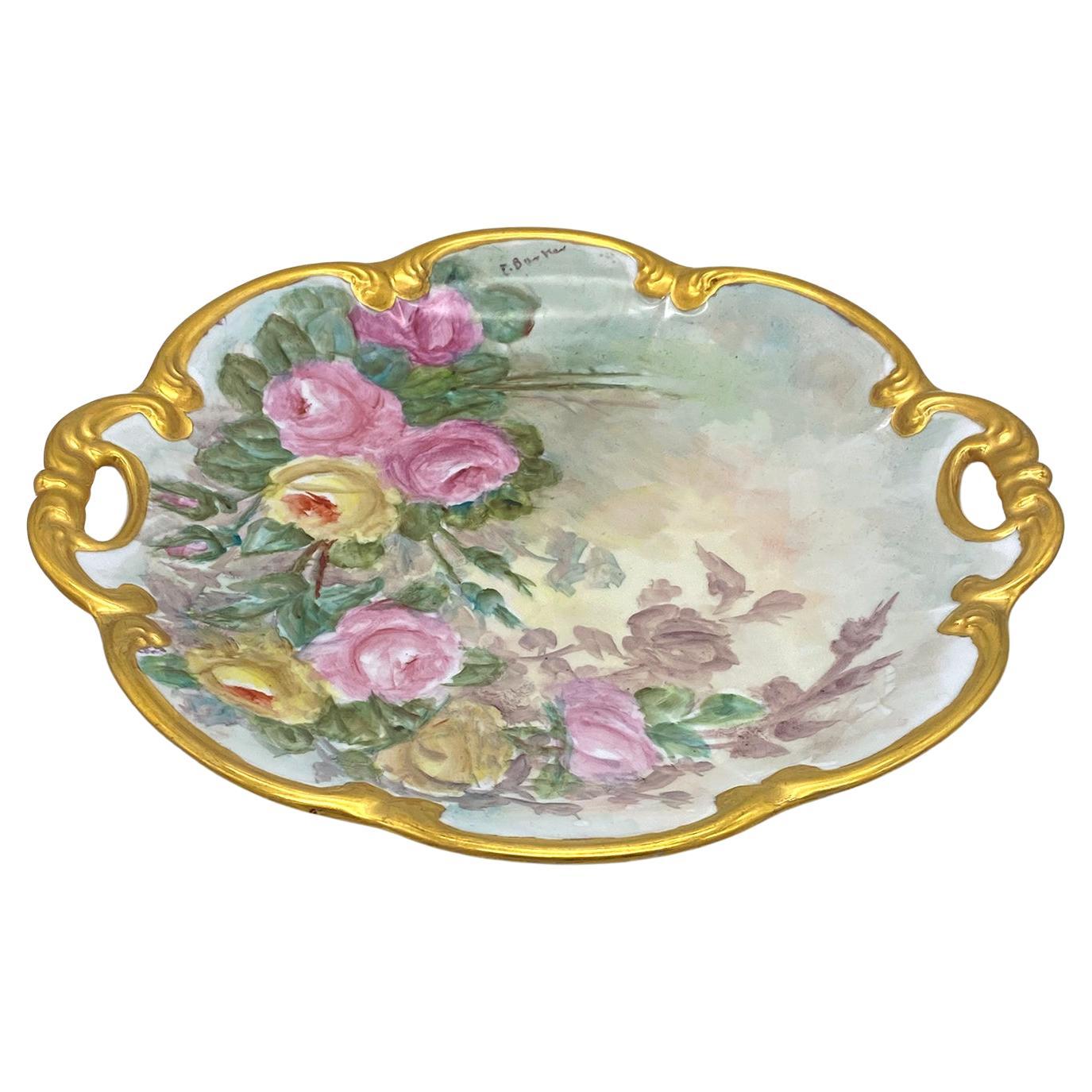 Bavaria Handpainted Roses Decorated Platter For Sale at 1stDibs