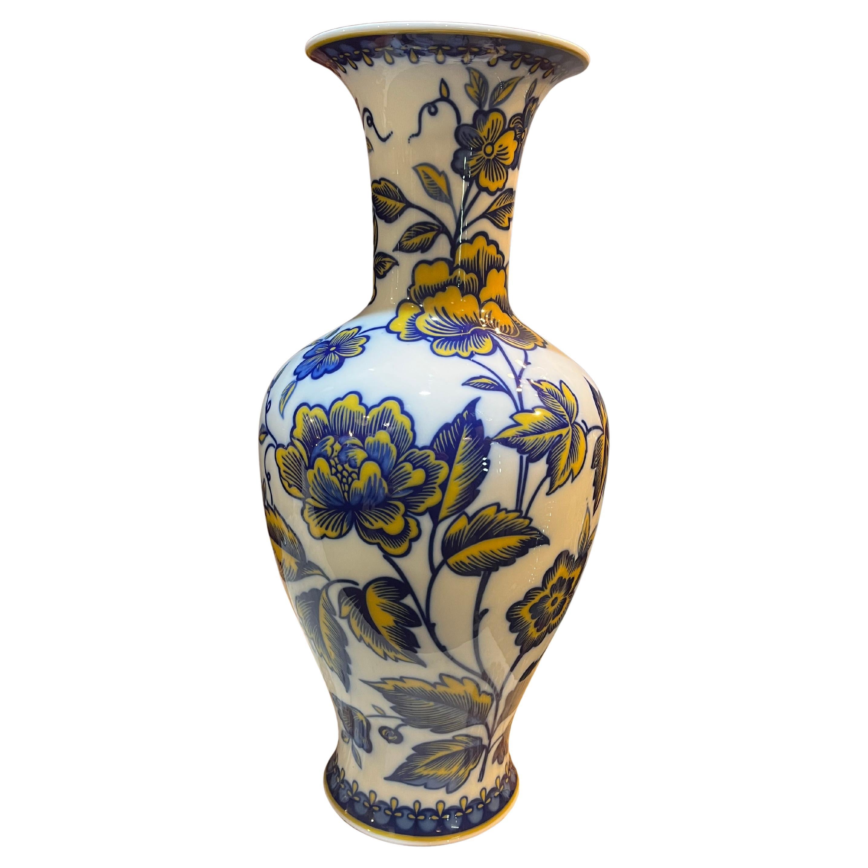 Bavaria Porcelain Vase, Mid-Century German, Cobalt Blue 
Yellow, 1950s For Sale